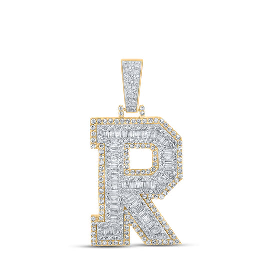 2CTW-DIA CN MENS INITIAL "R" PENDANT