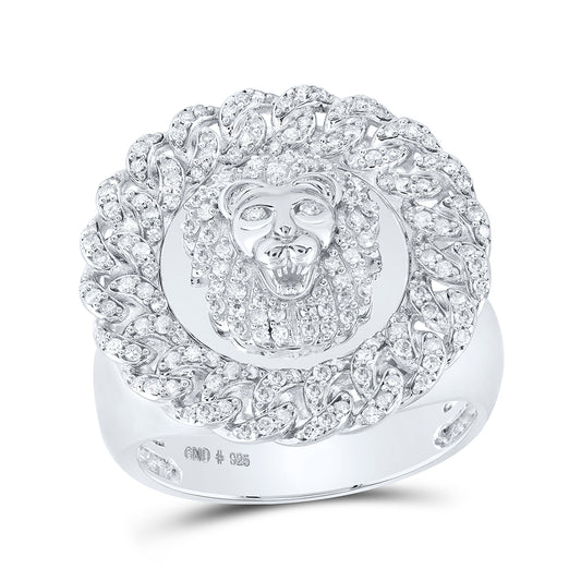 3/4CTW-DIA P1 LION FACE IN CUBAIN CIRCLE MENS RING