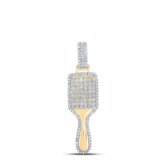 3/8CTW-DIA NK HAIR BRUSH MENS CHARM PENDANT