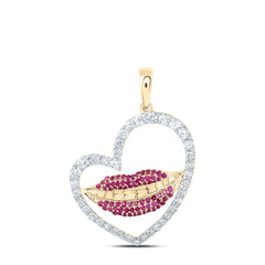 3/4CTW-DIA NK 3/8 RUBY HEART PENDANT