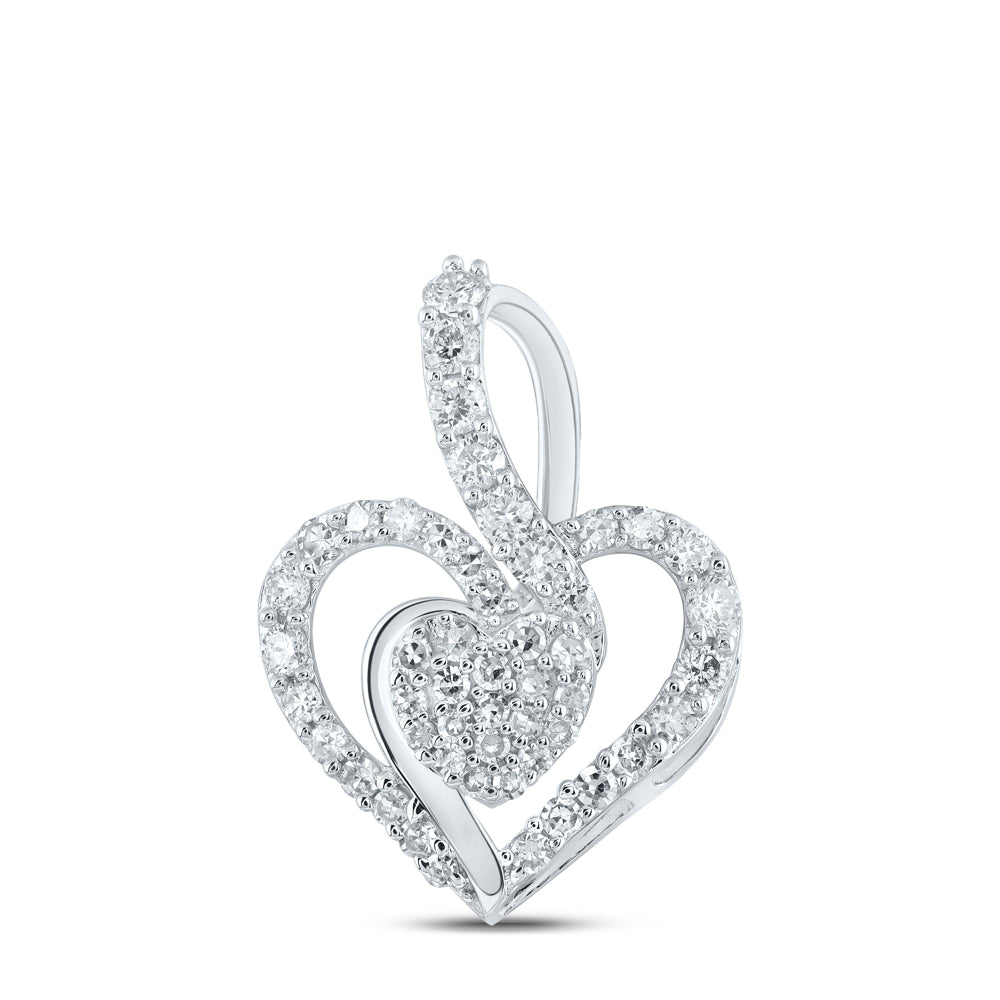 3/8CTW-DIA NK HEART PENDANT