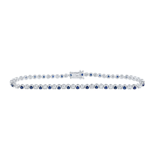 1CTW-DIA NK 1 1/3CTW-SAPP NATURAL GEM TENNIS BRACELET (7 INCH)