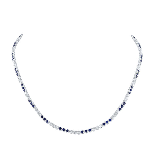 3 1/2CTW-DIA NK 4 7/8CTW-SAPPNATURALGEMTENNISNECKLACE (18 INCH)