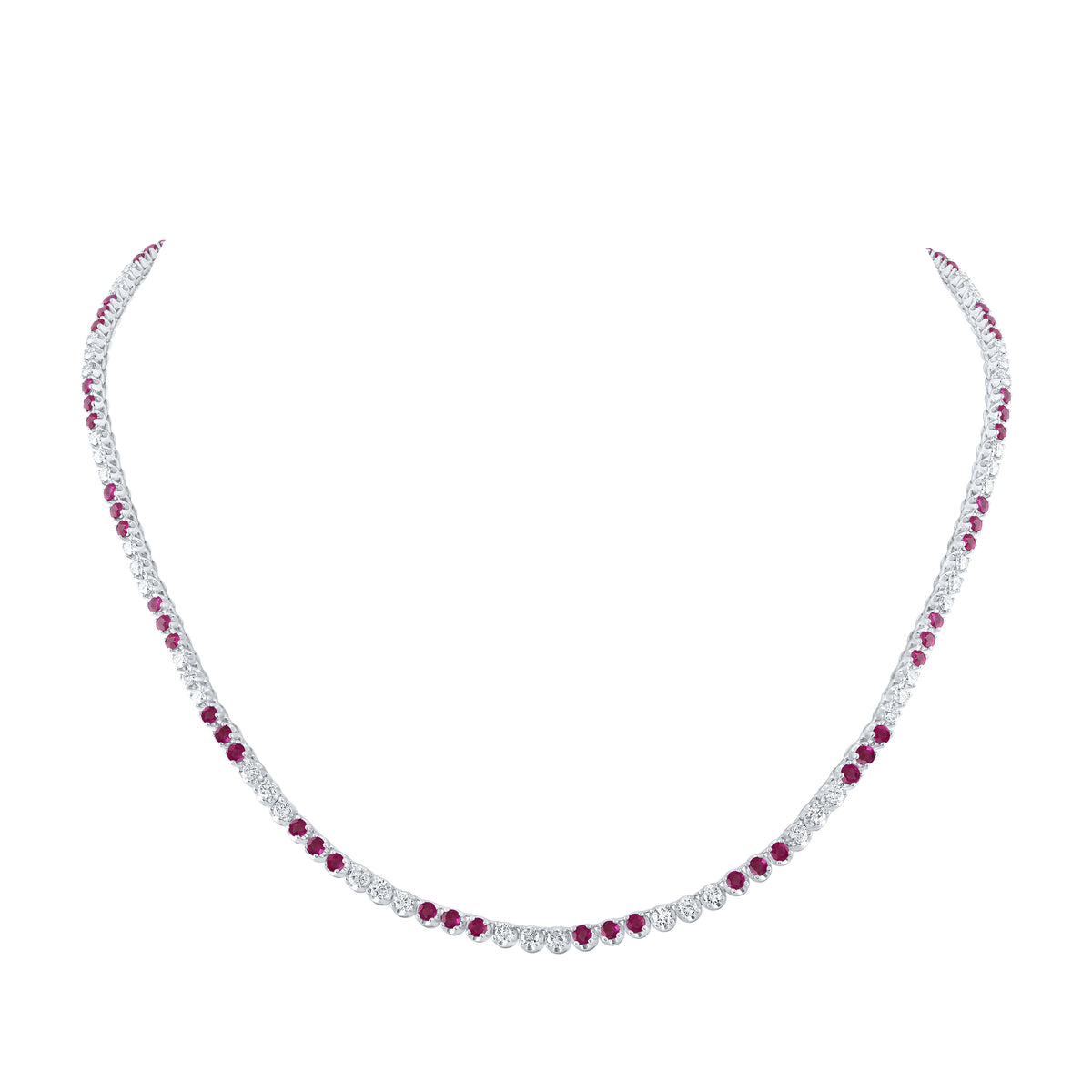 2 1/4CTW-DIA NK 3 1/2CTW-RUBYNATURALGEMTENNISNECKLACE (18 INCH)