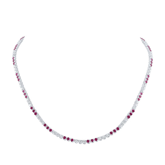 2 1/4CTW-DIA NK 3 1/2CTW-RUBYNATURALGEMTENNISNECKLACE (18 INCH)