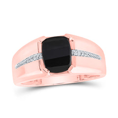 1/20 CTW-DIA NK 9X7MM ONYX BLACK MENS RING