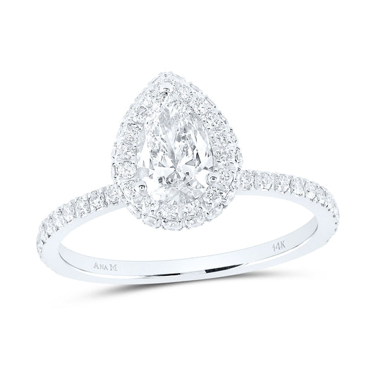 1CTW-DIA ANA M 1/2CT-CPEAR SINGLE HALO ENGAGEMENT RING