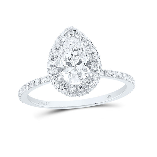 1 5/8CTW-DIA ANA M 1CT-CPEAR SINGLE HALO ENGAGEMENT RING