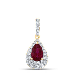 1/5CTW-DIA CN 6.5X4MM RUBY-PEAR NATURAL GEM PENDANT