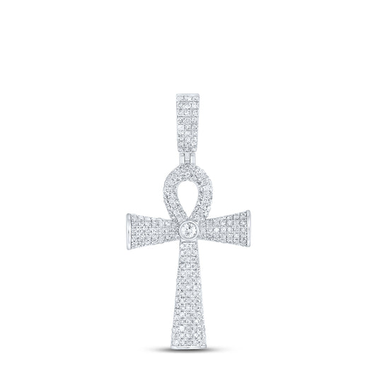 1 CTW-DIA NK ANKH CROSS PENDANT