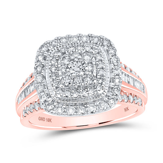 10k Rose Gold Round Diamond Square Fashion Ring 1 Cttw