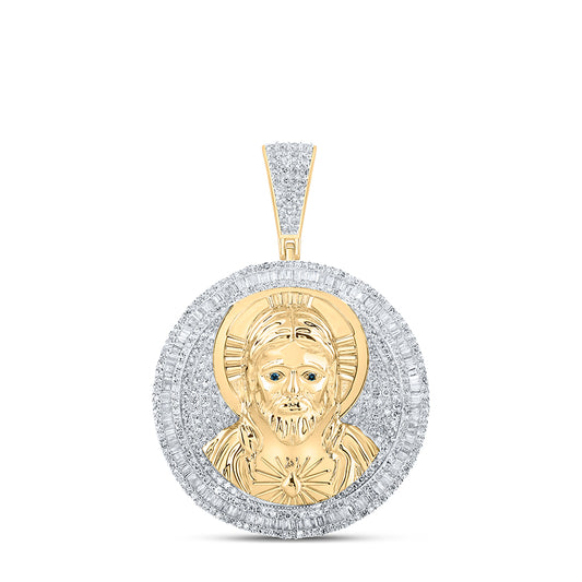 2 1/2CTW DIA NK JESUS IN CIRCLE MENS CHARM