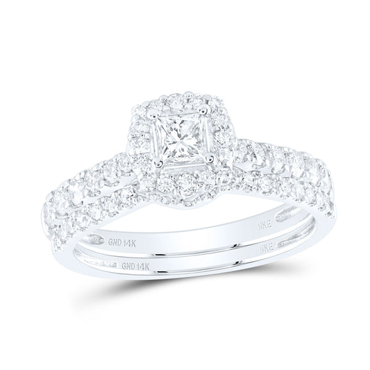 1CTW-DIA NKE 1/3CT-CPR SINGLE HALO BRIDAL SET