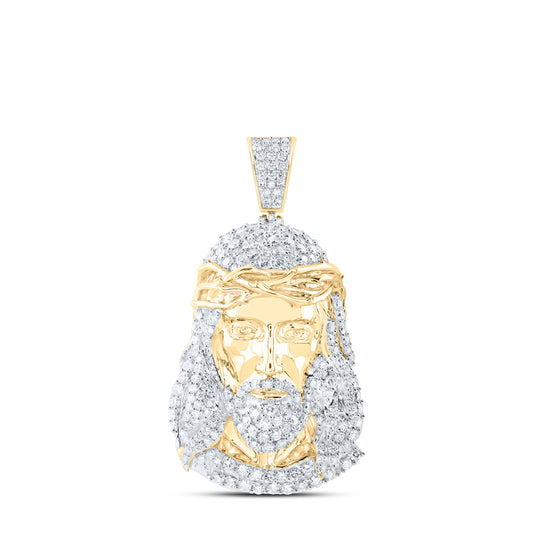 4 5/8CTW-DIA NK JESUS MENS CHARM