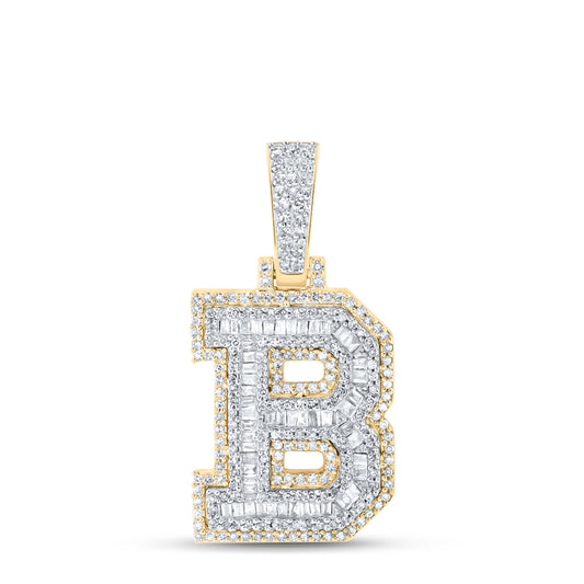 3/4CTW-DIA NK MENS INITIAL "B" PENDANT