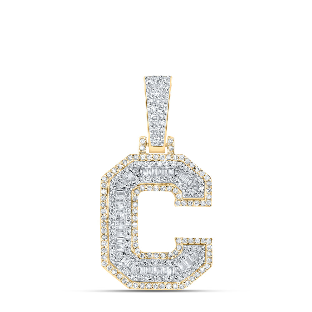 1/2CTW-DIA NK MENS INITIAL "C" PENDANT