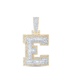 3/4CTW-DIA NK MENS INITIAL "E" PENDANT