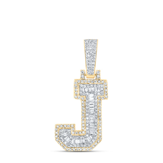 1/2CTW-DIA NK MENS INITIAL "J" PENDANT