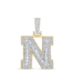 3/4CTW-DIA NK MENS INITIAL "N" PENDANT