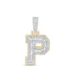 5/8CTW-DIA NK MENS INITIAL "P" PENDANT