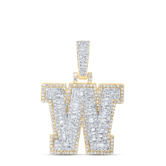 1CTW-DIA NK MENS INITIAL "W" PENDANT