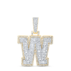 1CTW-DIA NK MENS INITIAL "W" PENDANT