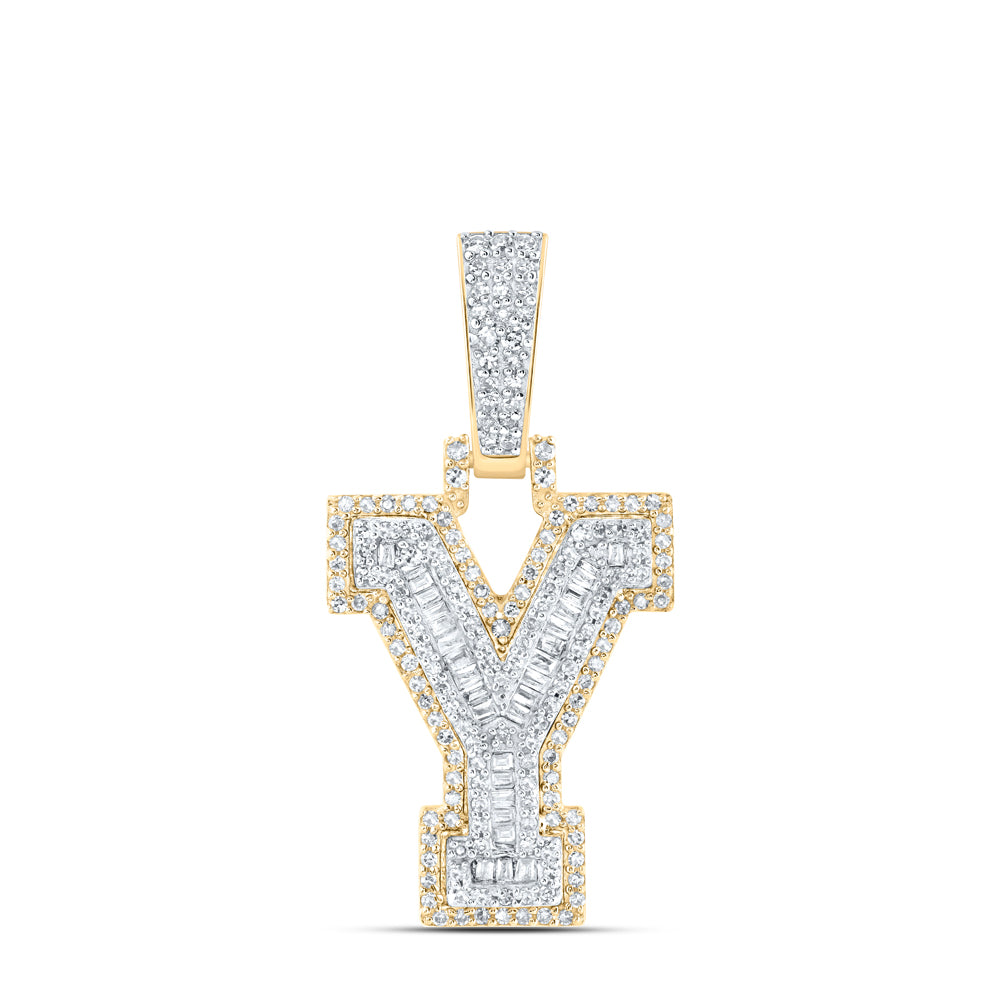 1/2CTW-DIA NK MENS INITIAL "Y" PENDANT