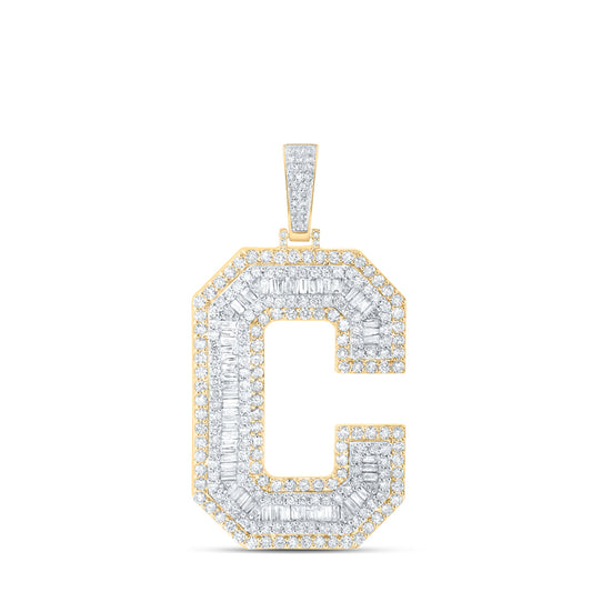 5 1/2CTW-DIA NK MENS INITIAL "C" PENDANT