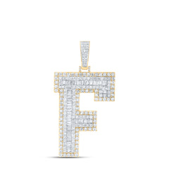 4 5/8CTW-DIA NK MENS INITIAL "F" PENDANT