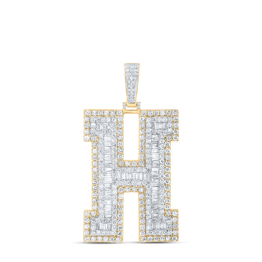 6 CTW-DIA NK MENS INITIAL "H" PENDANT