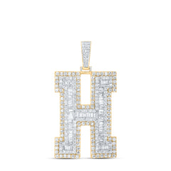 6 CTW-DIA NK MENS INITIAL "H" PENDANT