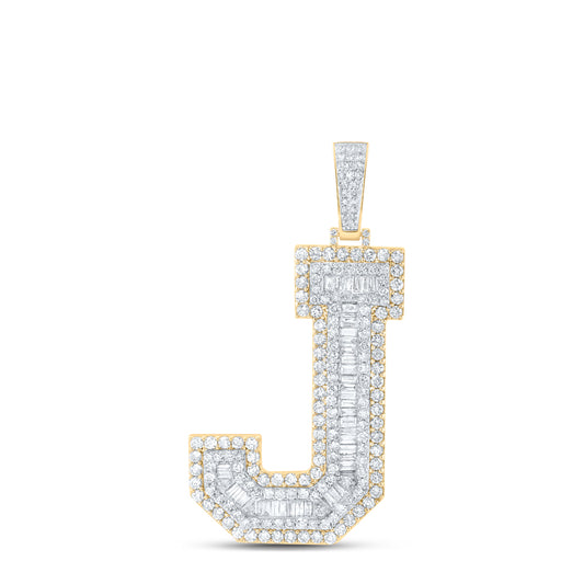 4 1/5CTW-DIA NK MENS INITIAL "J" PENDANT