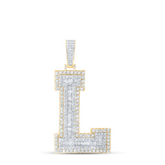 4 1/3CTW-DIA NK MENS INITIAL "L" PENDANT