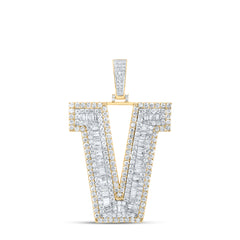 5 5/8CTW-DIA NK MENS INITIAL "V" PENDANT