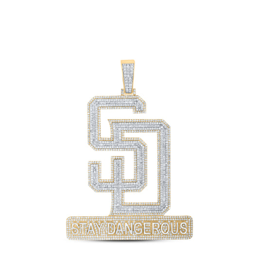 4 5/8CTW-NAT DIA NK �STAY DANGEROUS� MENS CHARM