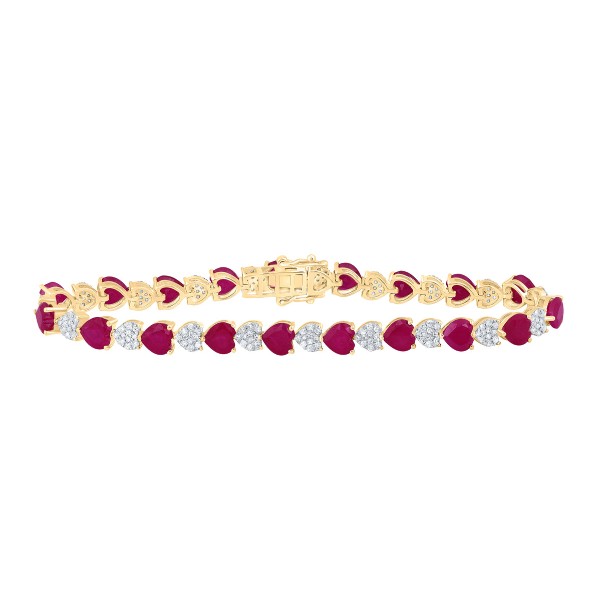 1 1/5CTW-NAT DIA P1 5X5 MM HEART-RU SYNTHETIC BRACELET(7 INCH)