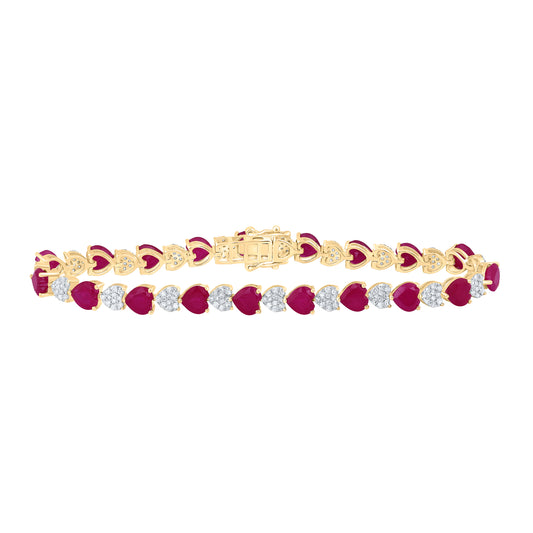 1 1/5CTW-NAT DIA P1 5X5 MM HEART-RU SYNTHETIC BRACELET(7 INCH)