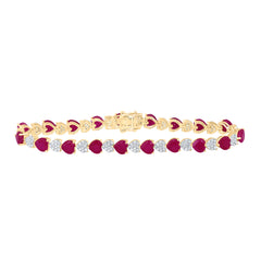 1 1/5CTW-NAT DIA P1 5X5 MM HEART-RU SYNTHETIC BRACELET(7 INCH)