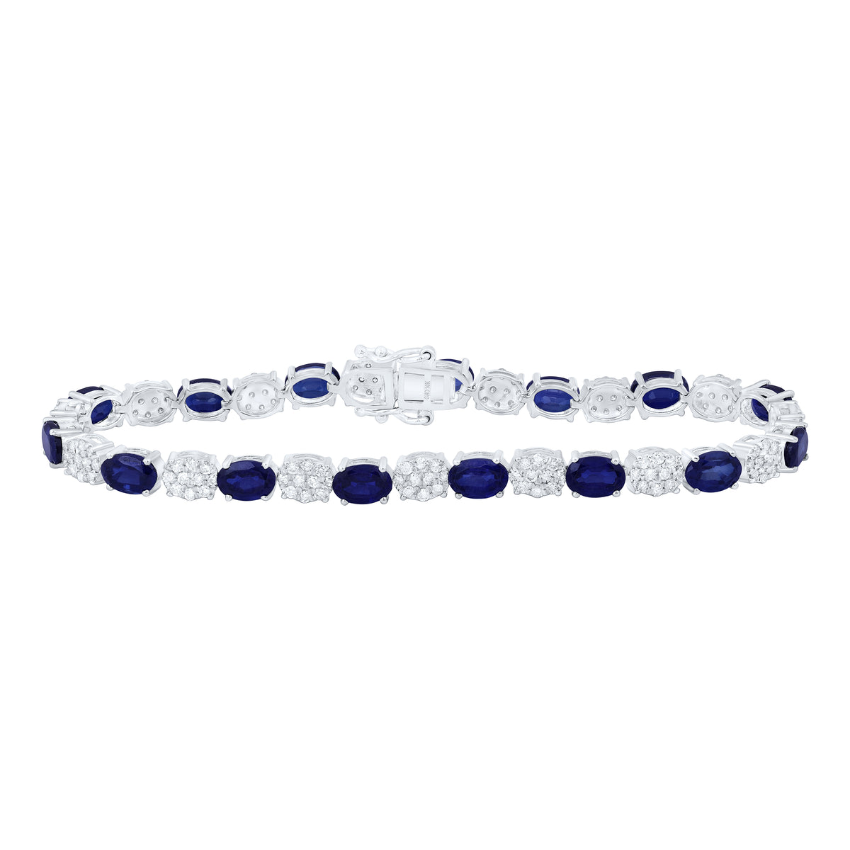 1 3/8CTW-NAT DIA P1 6x4 MM OVAL-BS SYNTHETIC BRACELET(7 INCH)