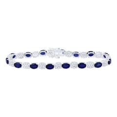 1 3/8CTW-NAT DIA P1 6x4 MM OVAL-BS SYNTHETIC BRACELET(7 INCH)