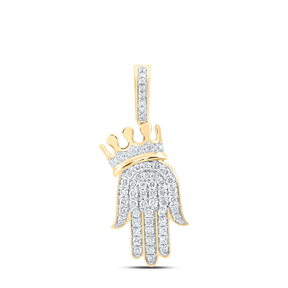 1/2CTW-NAT DIA NK FASHION CROWN HAMZA LADIES PENDANT