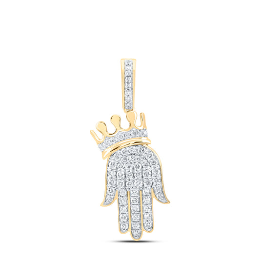 1/2CTW-NAT DIA NK FASHION CROWN HAMZA LADIES PENDANT