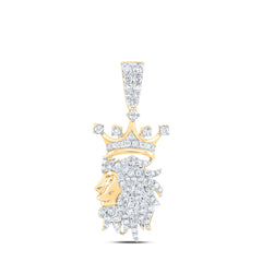 1/2CTW-NAT DIA NK FASHION CROWN LION FACE LADIES PENDANT