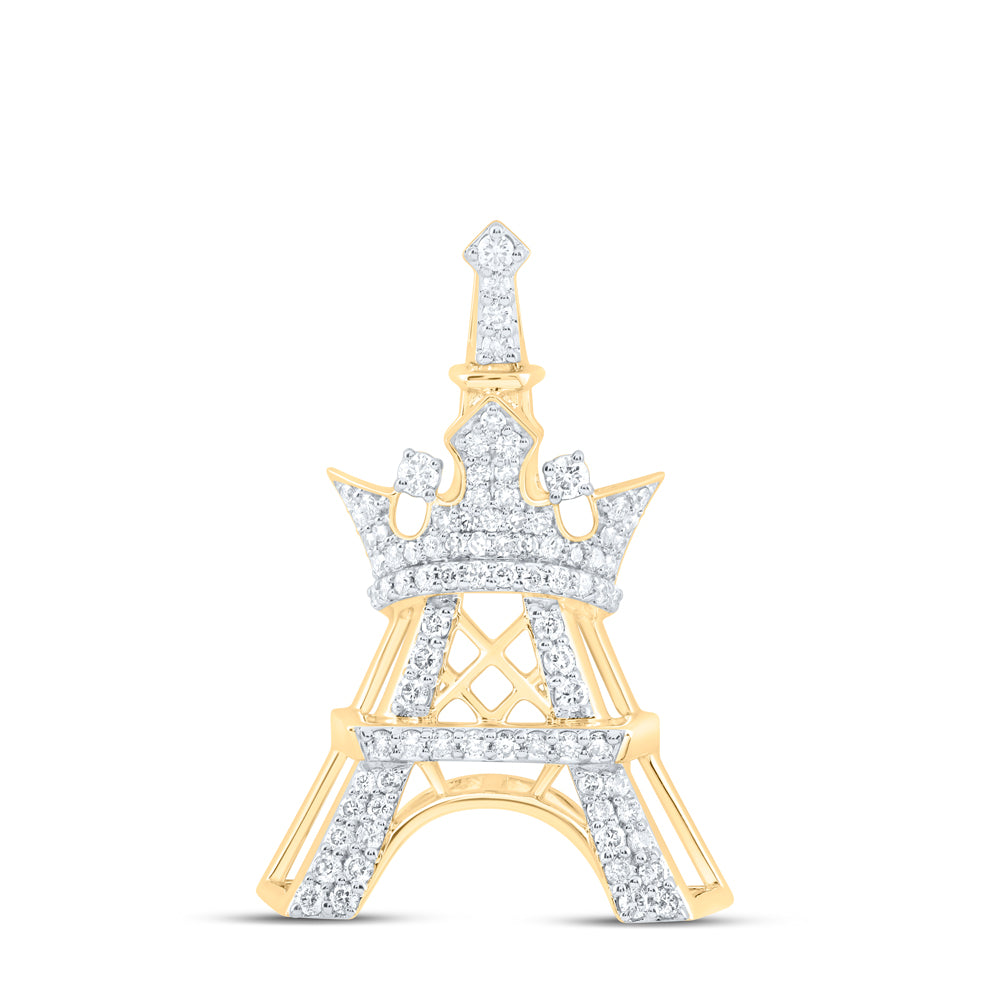 3/4CTW-NAT DIA NK FASHION CROWN EIFFEL TOWER LADIES PENDANT
