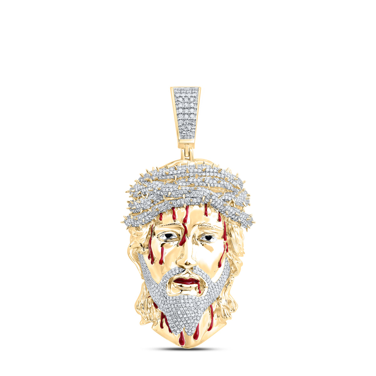 2 3/4CTW-DIA NK JESUS FACE MEN'S CHARM