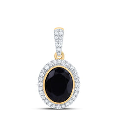 1/4CTW-DIA P1 9X7 MM OVAL ONYX BLACK PENDANT