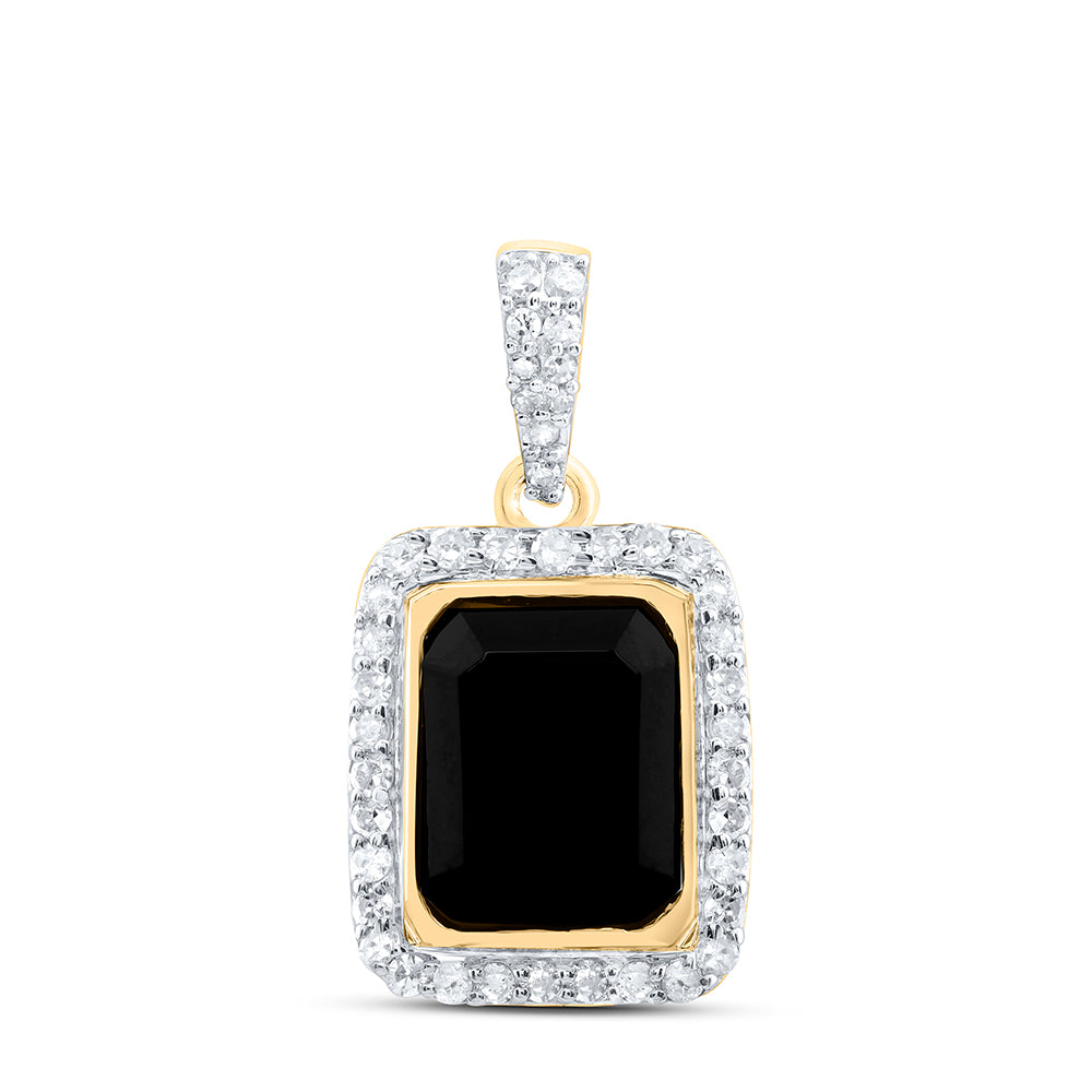 1/4CTW-DIA P1 9X7 MM EMERALD ONYX BLACK PENDANT