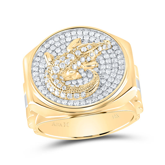 1CTW-DIA AM CROCODILE MENS RING