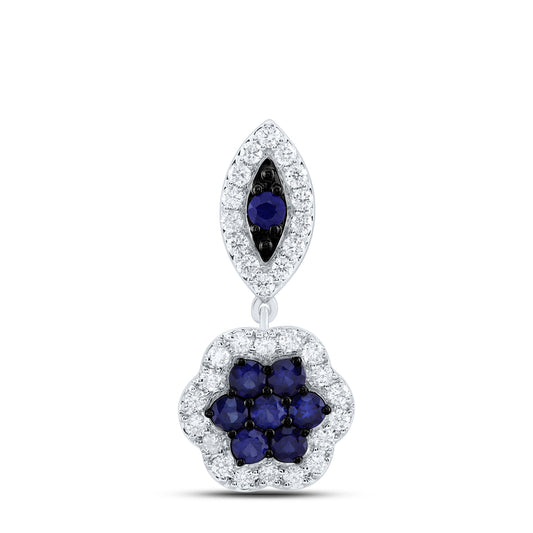 1/4CTW-DIA ANA M 3/8CTW RD-BS NAT GEM FLOWER PENDANT