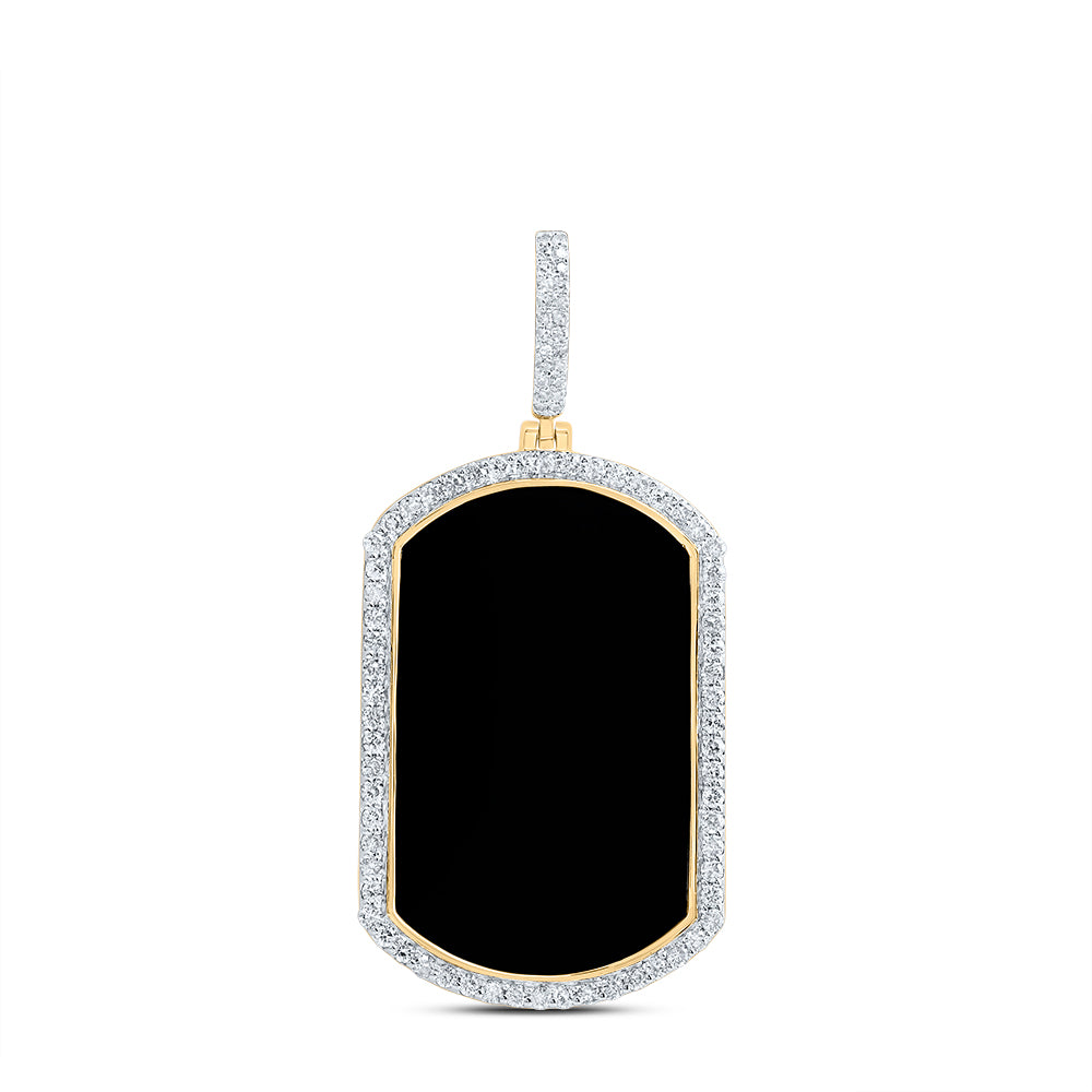 3/4CTW-DIA NK RECTANGLE ONYX-BLACK DOG TAG MEN'S CHARM